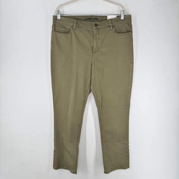 NWT Lands End Green Mid Rise Straight Jean Women’s Size 16 - Picture 1 of 15
